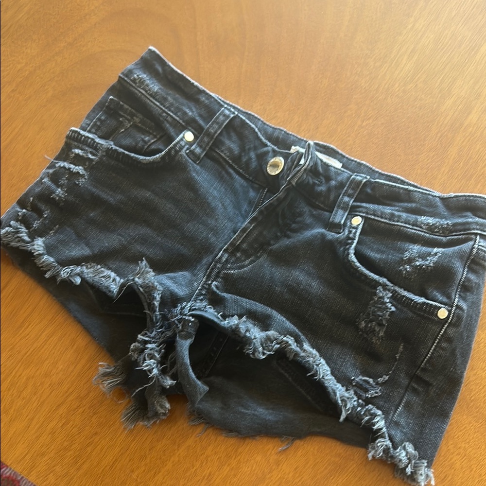 Distressed Black Jean Shorts